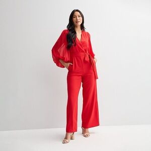 Donna Ricco Vibrant Red Jumpsuit